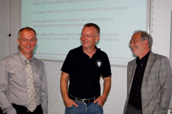 Prof. Oliver Sträter (Universität Kassel), Prof. Ralf Pieper (Bergische Universität) und Bereichsleiter Harald Gröner (RWE Generation SE, Essen) bei der gestrigen Abschlussdiskussion (v.l.n.r.).