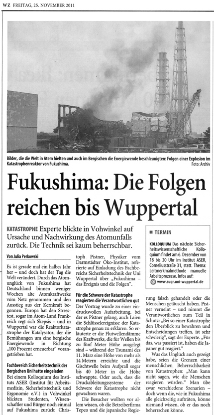 Fukushima: Die Folgen der Katastrophe reichen bis Wuppertal